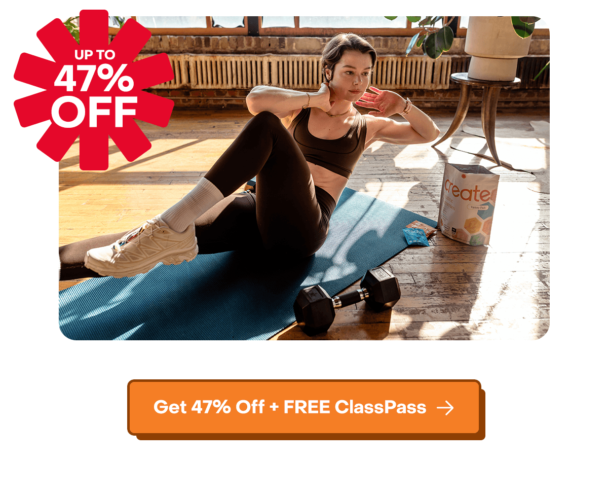 Get 47% Off + Free ClassPass