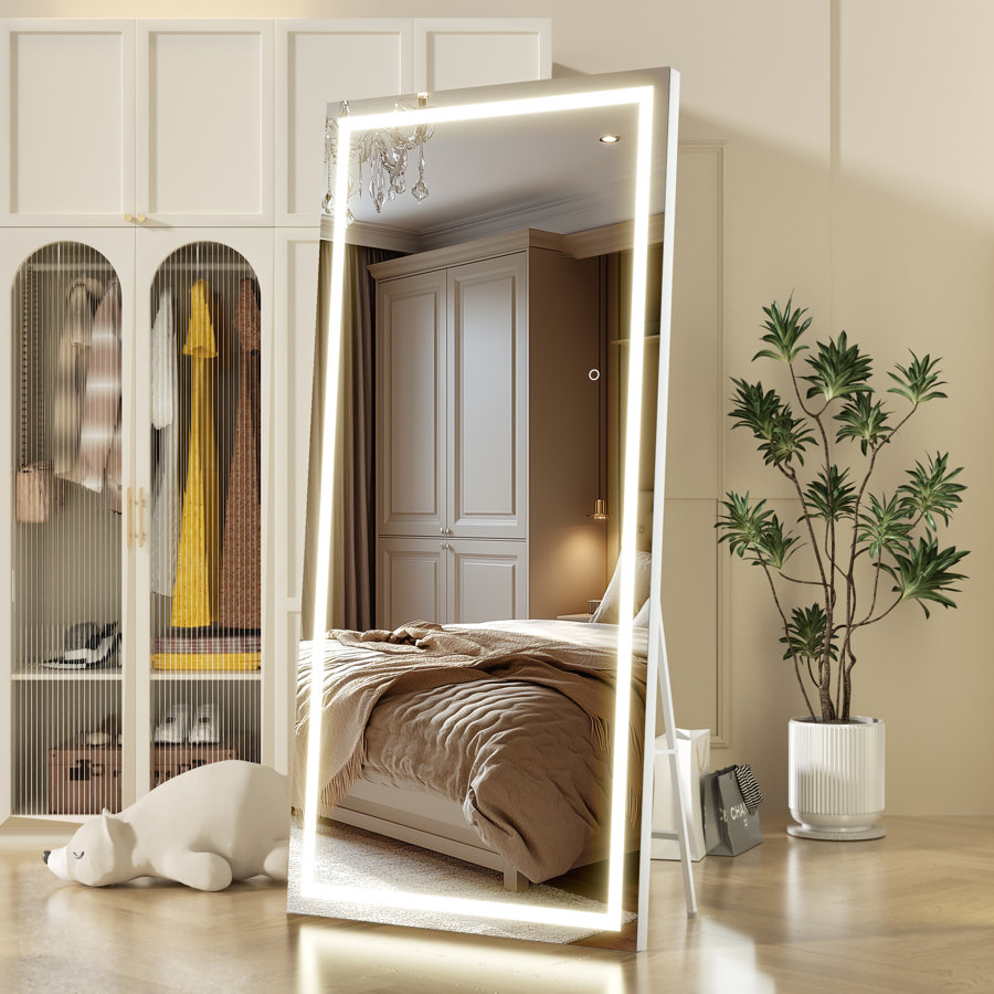 Modern & Contemporary Lighted Full-Length Mirror with Tempered Glass & 3-Year Warranty