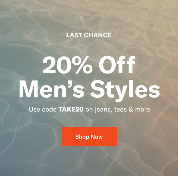 20% off Select Men's Styles