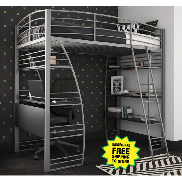 Twin Loft Bed with Integrated Desk - ONLY $149!