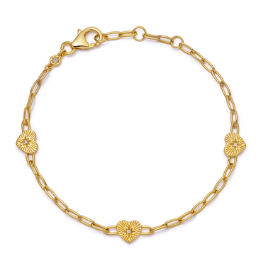Gold Biography Heart Station Bracelet