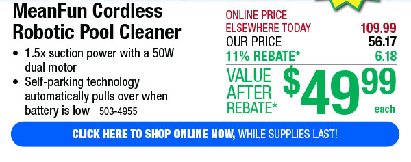 MeanFun Cordless Robotic Pool Cleaner - Free Shipping To Store!