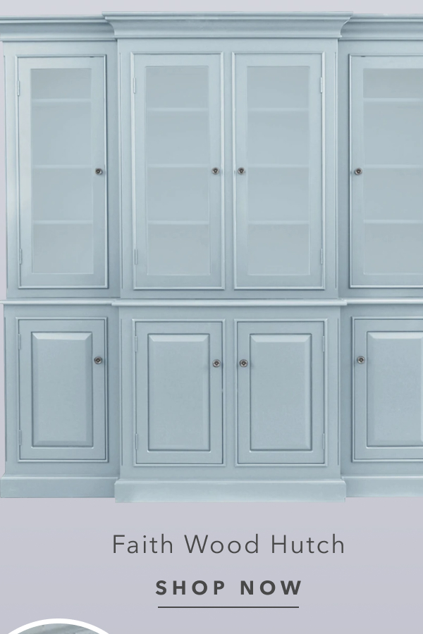 Faith Updated Traditional Light Blue Wood Hutch