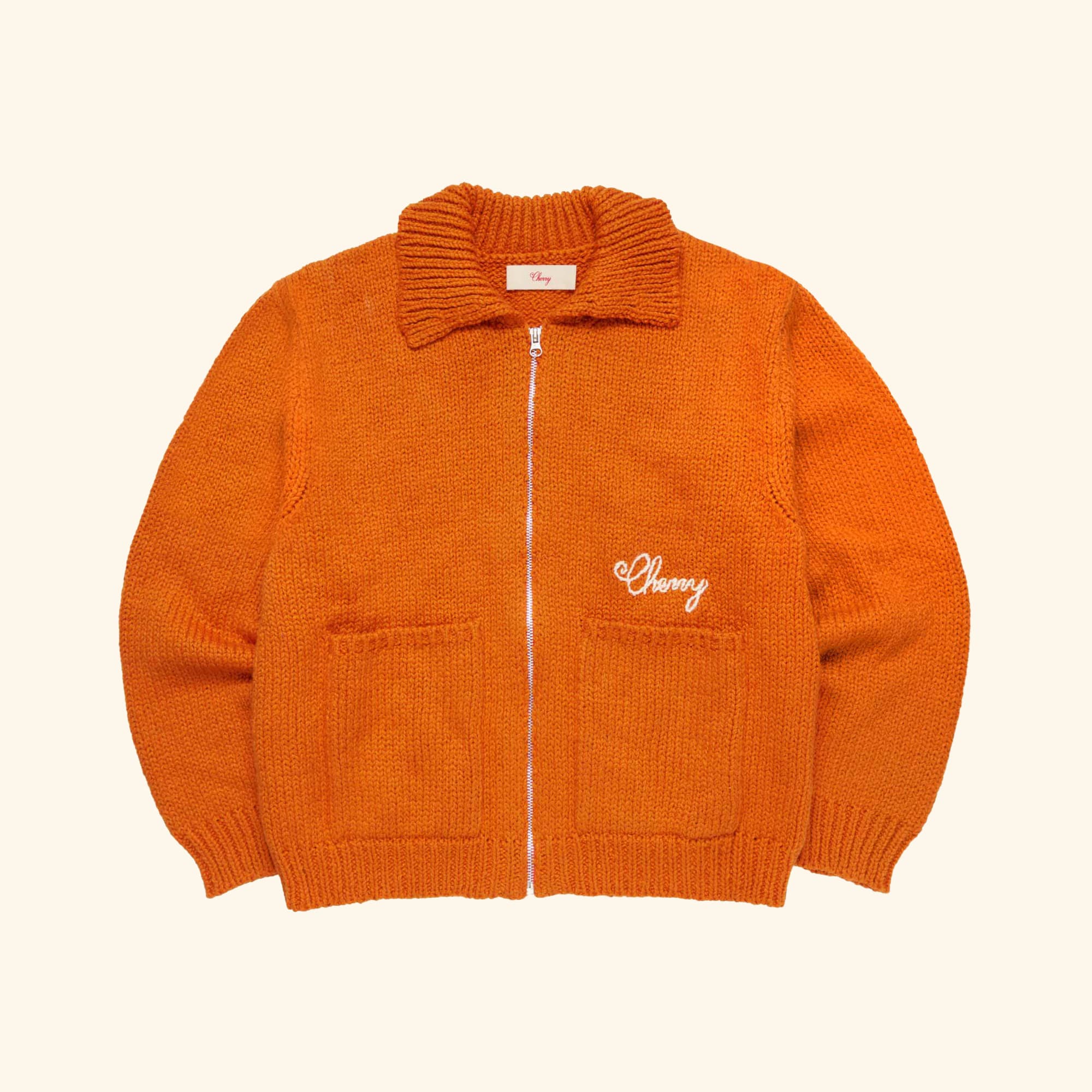 Image of 1 Star Cotton Knit Zip Jacket (Orange)