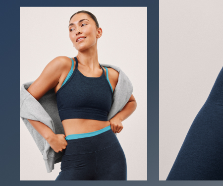 Spacedye Layered Long Line Bra in Nocturnal Navy