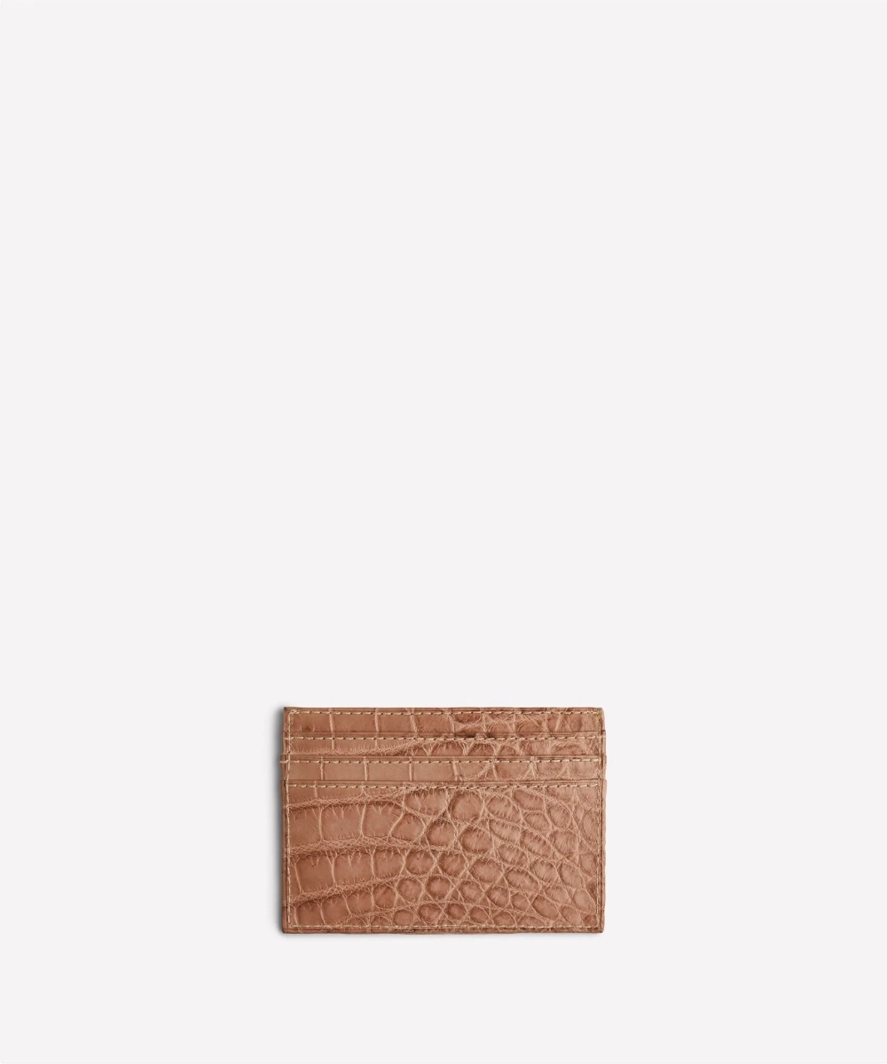 Slim Card Case Taupe Crocodile