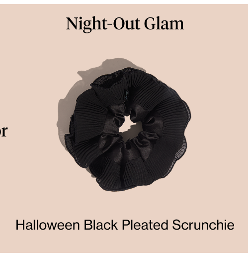 Halloween Black Pleated Scrunchie