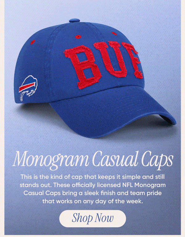 Put a timeless finishing touch on your fan fit with Monogram Casual Caps!