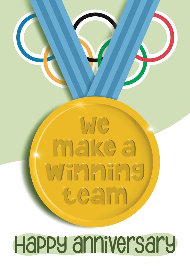 Heartfelt Anniversary Card - Olympic Medal - Winning Team