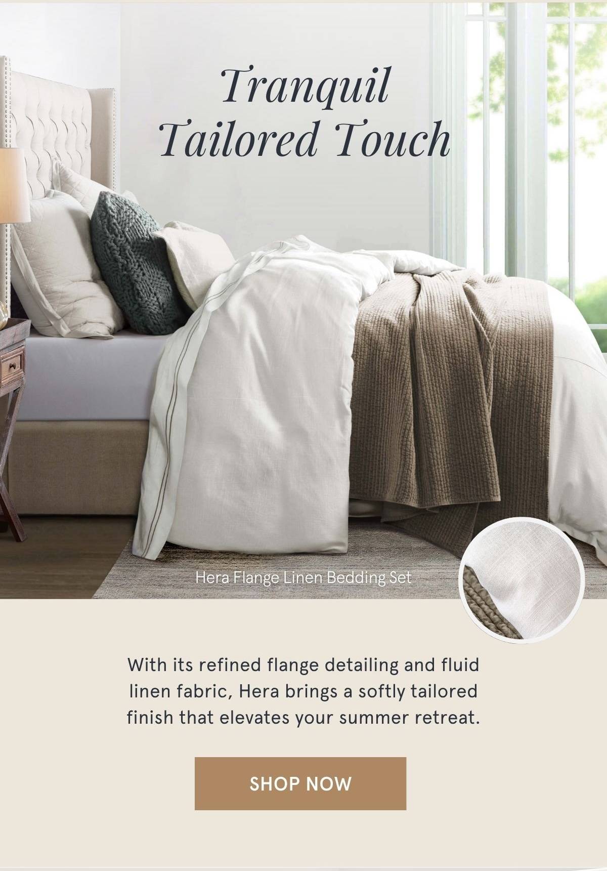 Hera Flange Linen Bedding Set