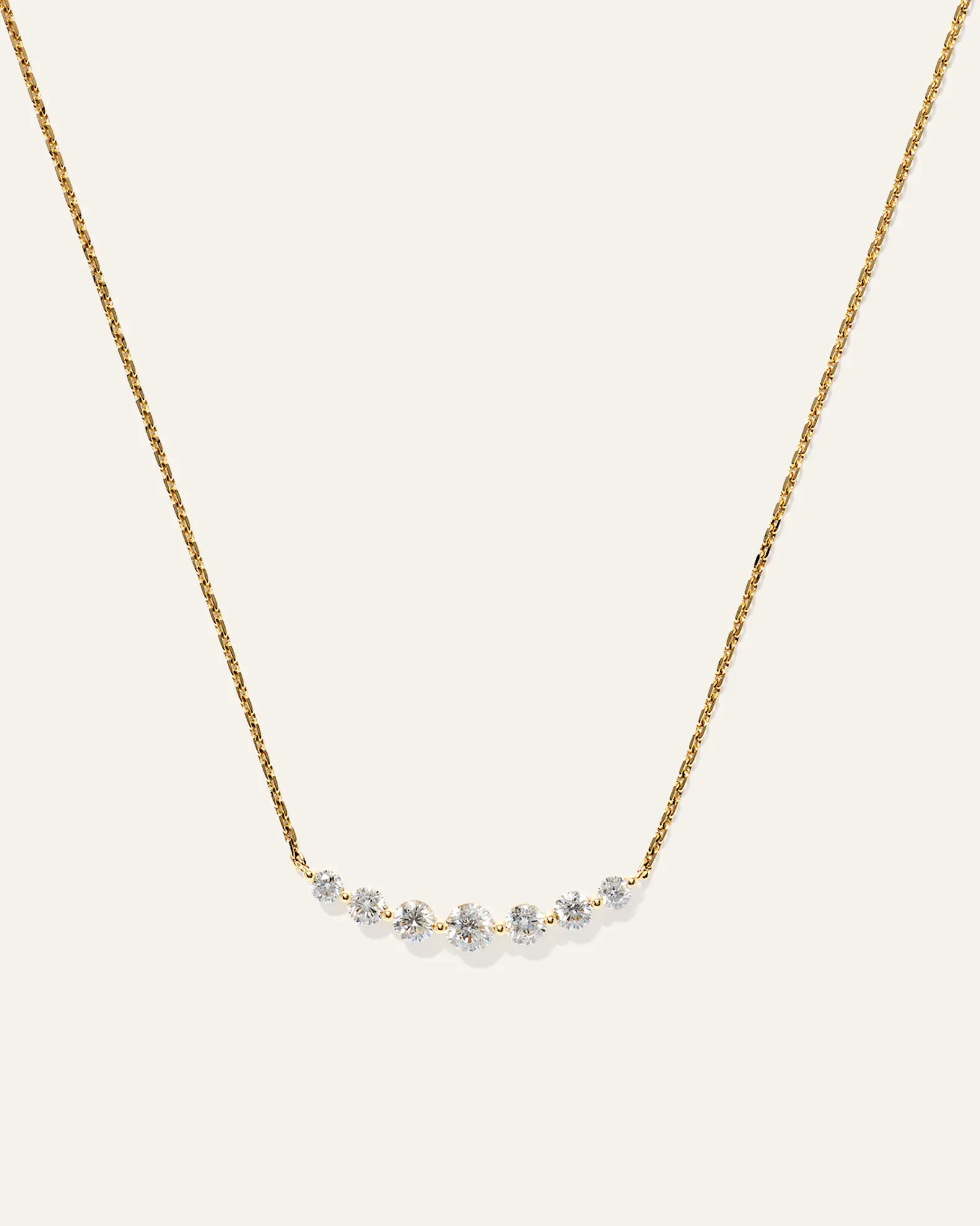 14K Gold Lab Grown Diamond Graduated Bar Necklace