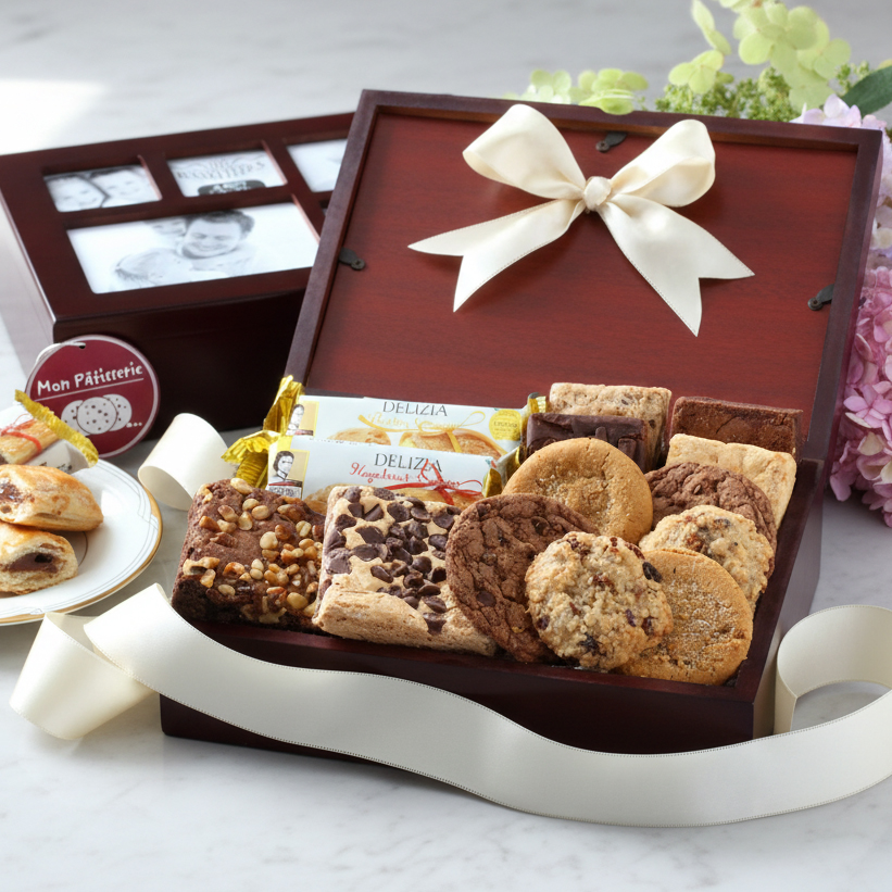 Bakery Photo Gift Box with a family photo printed on the lid.