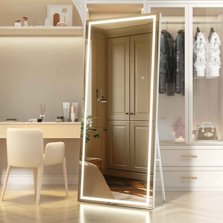 Ivy Bronx Modern & Contemporary Lighted Full-Length Mirror with Tempered Glass