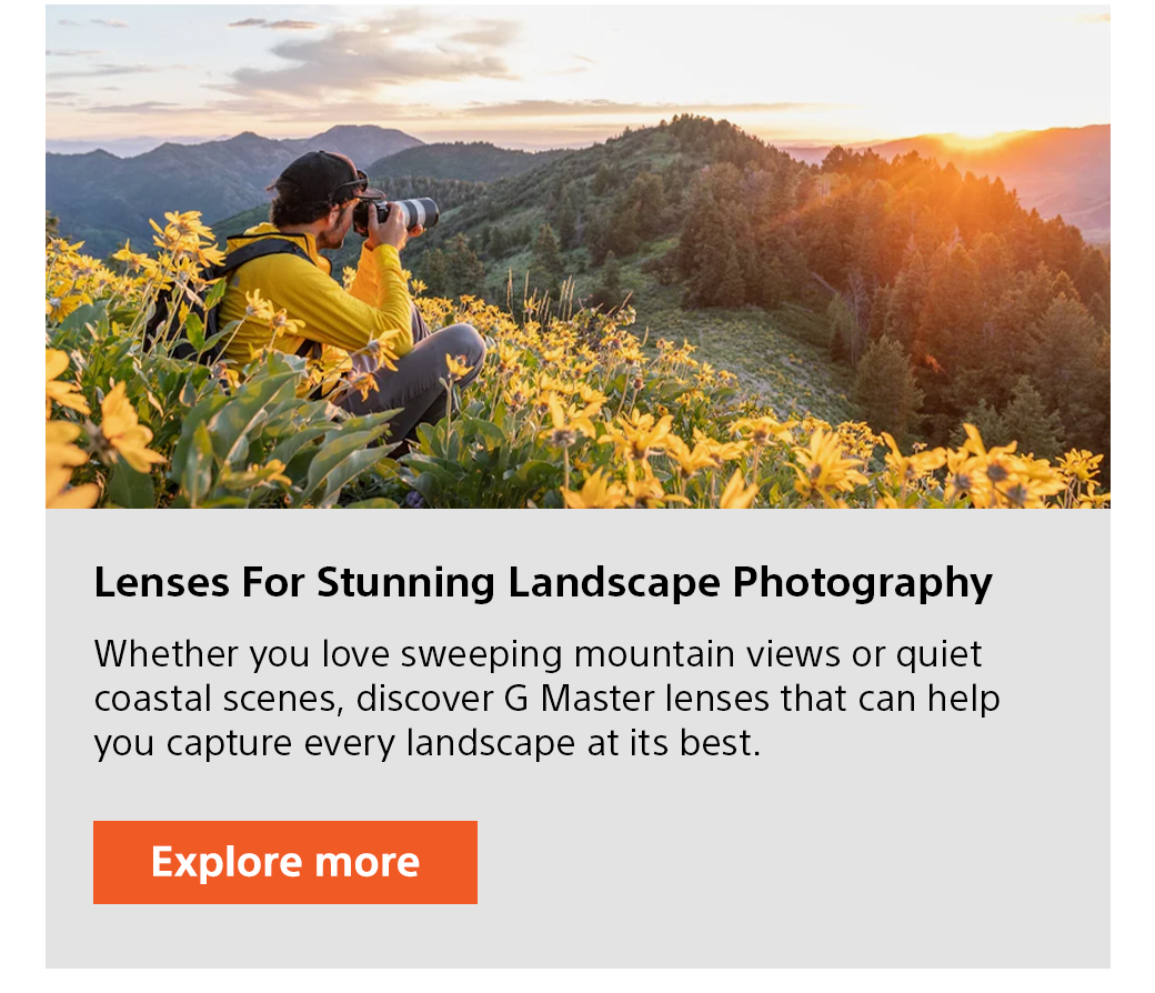 Lenses For Stunning Landscape Photography | Whether you love sweeping mountain views or quiet coastal scenes, discover G Master lenses that can help you capture every landscape at its best. Explore more
