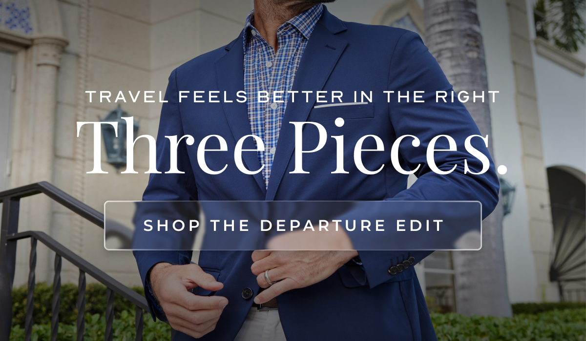 TRAVEL FEELS better in the right  three pieces. Shop the Departure Edit