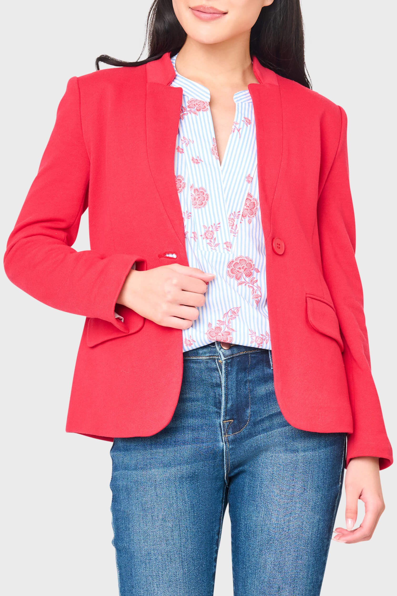 Image of Notch Collar Blazer in Red Lipstick