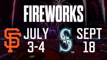 Get tickets to Fireworks postgame festivities after the games on July 3 and 4 versus the Giants, and September 18 versus the Mariners.