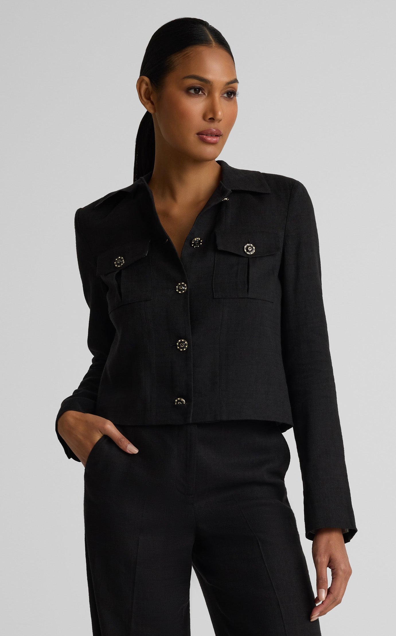 Image of Caroline Jacket In Stretch Linen Twill