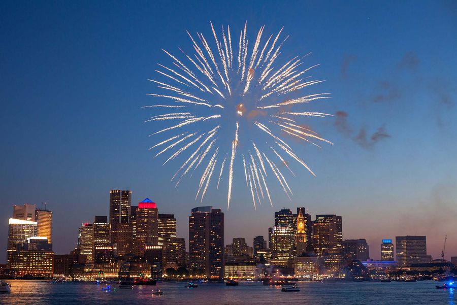 Photo: Fireworks going off over Boston