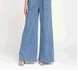 Zip-Front Wide Leg Denim Jumpsuit