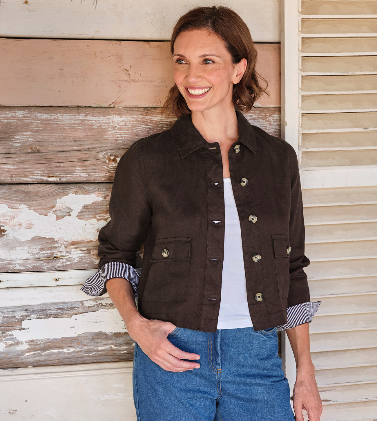 Collared Lightweight Linen Jacket