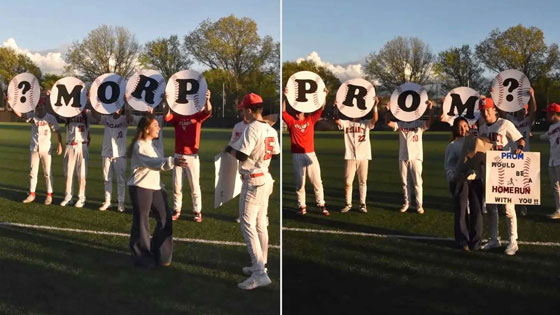 Teens holding up sign for Prom incorrectly.