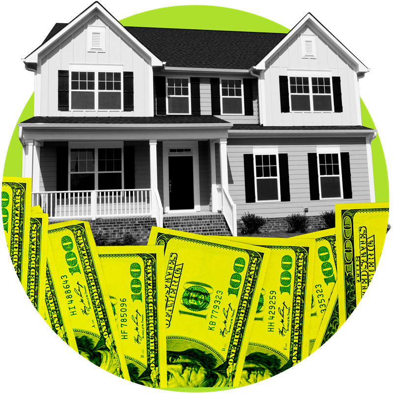 A house and a bunch of $100 bills