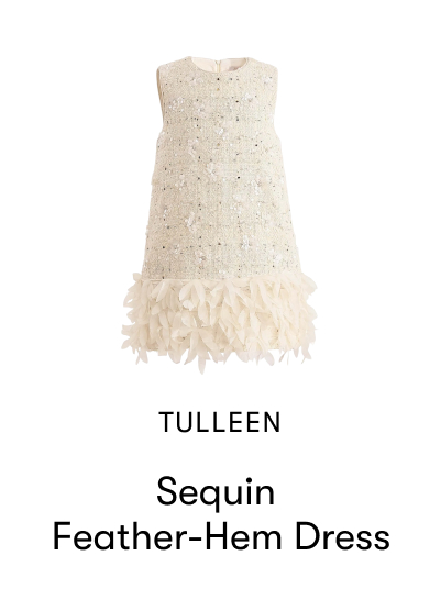 Sequin Feather-Hem Dress