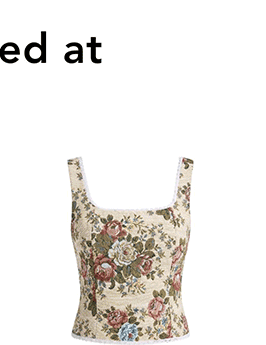 Floral Brocade Lace Trim Neck Top