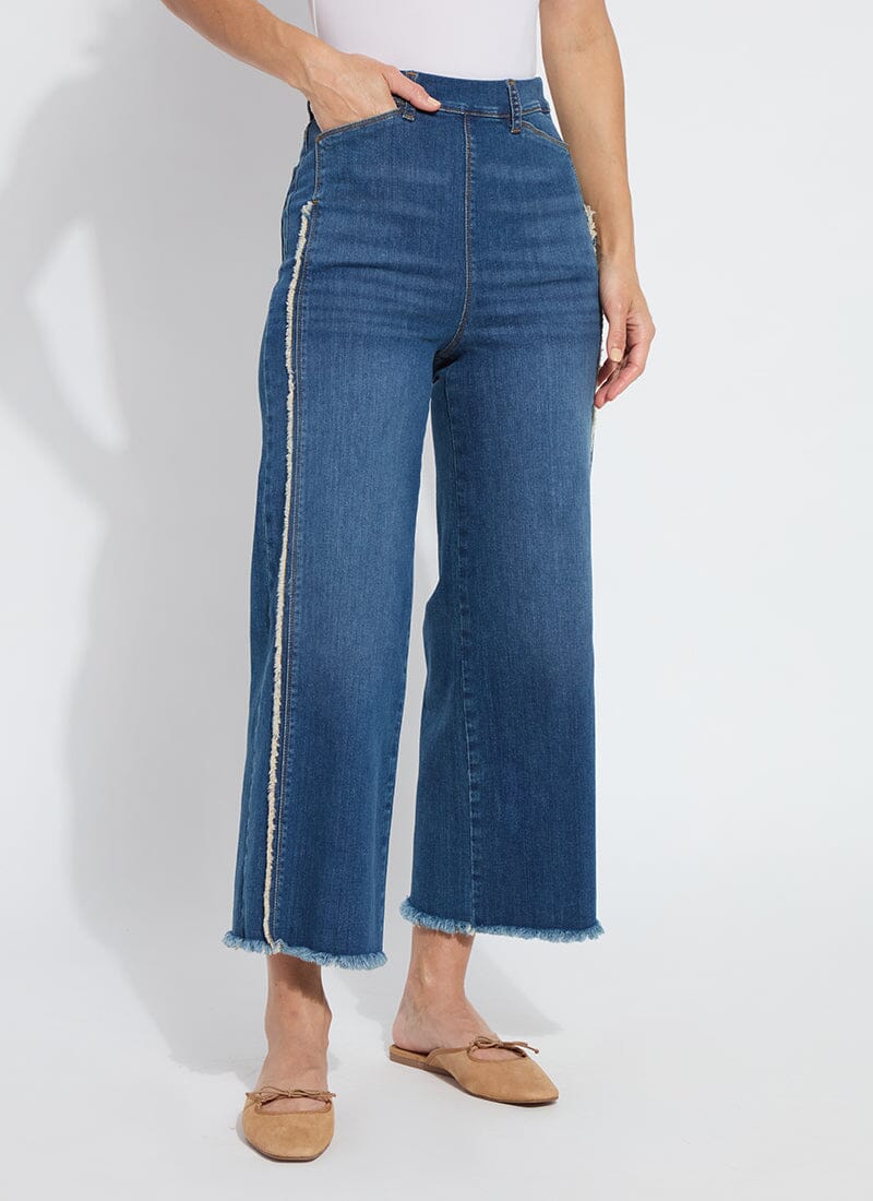Image of Noah Hi Waist Crop Wide Fringe Denim (26" Inseam)