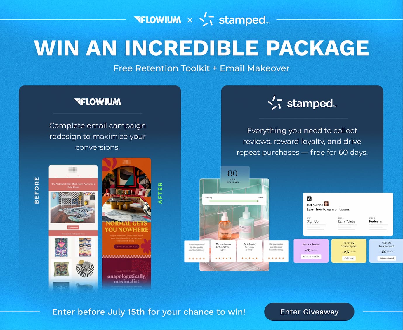 WIN AN INCREDIBLE PACKAGE by Flowium X Stamped.io