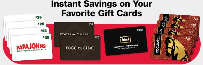 Shop instant savings on gift cards