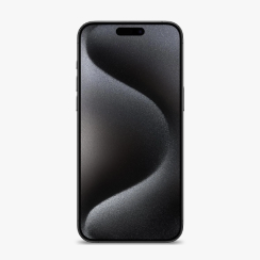 An iPhone 14 on a light gray tile.