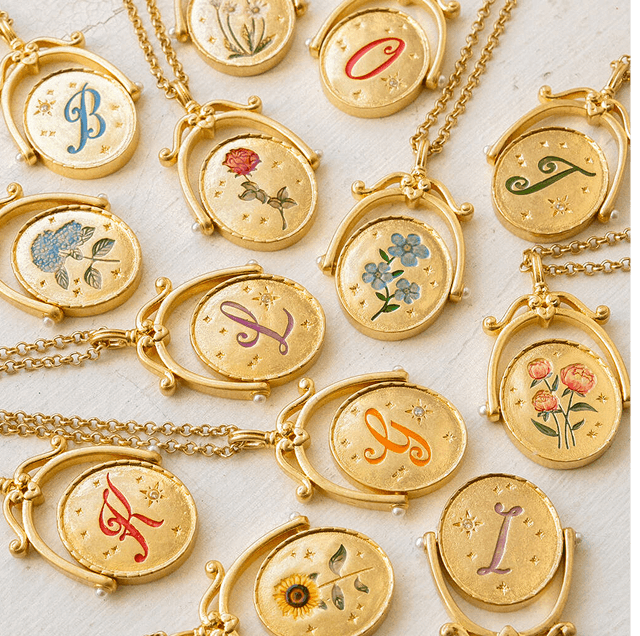 Initial Gold Spinner Necklace