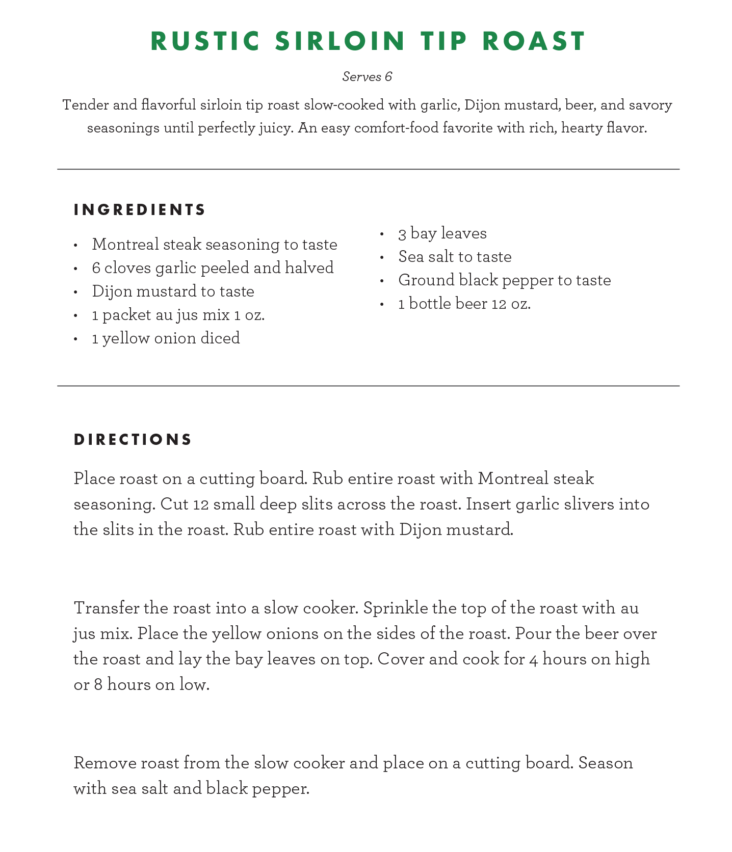 Mollie's Cook Book: RUSTIC SIRLOIN TIP ROAST!