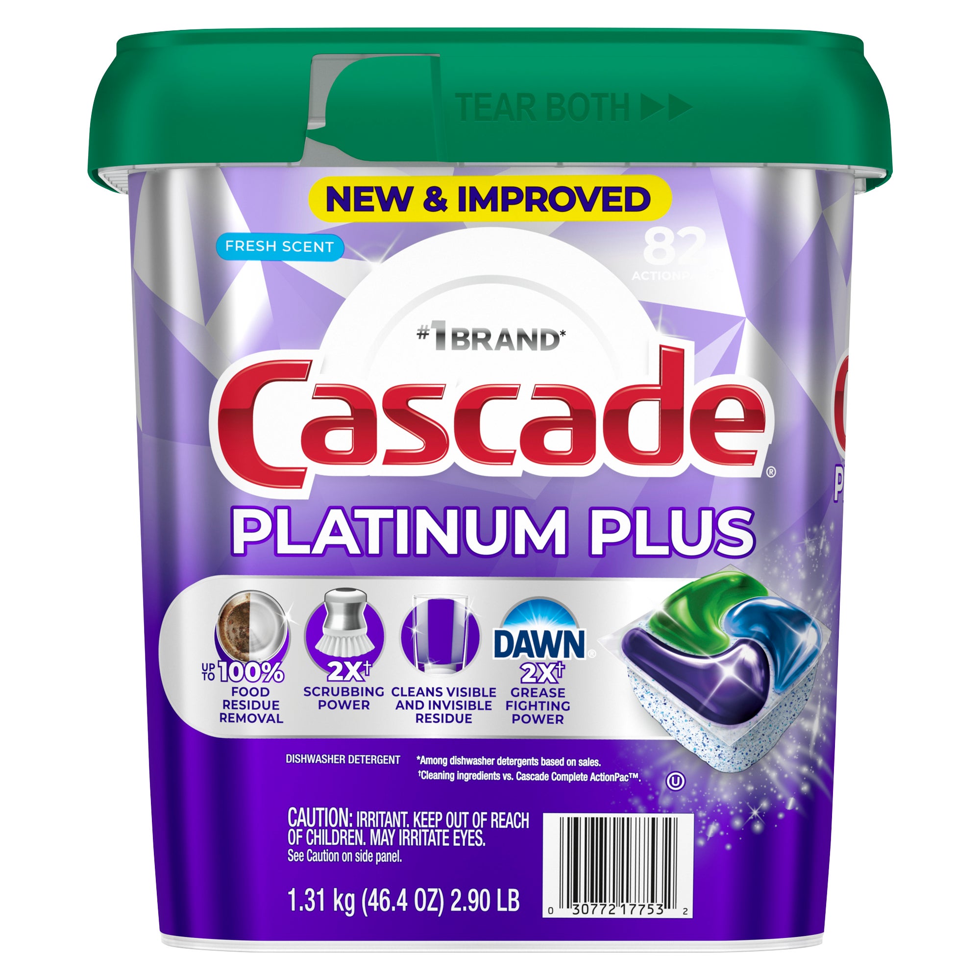 Cascade Platinum Plus Dishwasher Detergent ActionPacs, Fresh