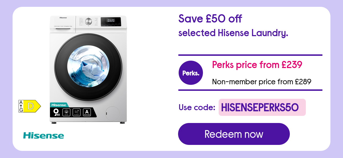 Save £50 off Hisense Appliances.