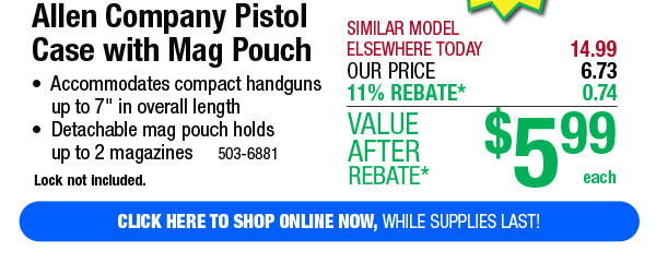 Allen Company Pistol Case with Mag Pouch - Free Shipping To Store!