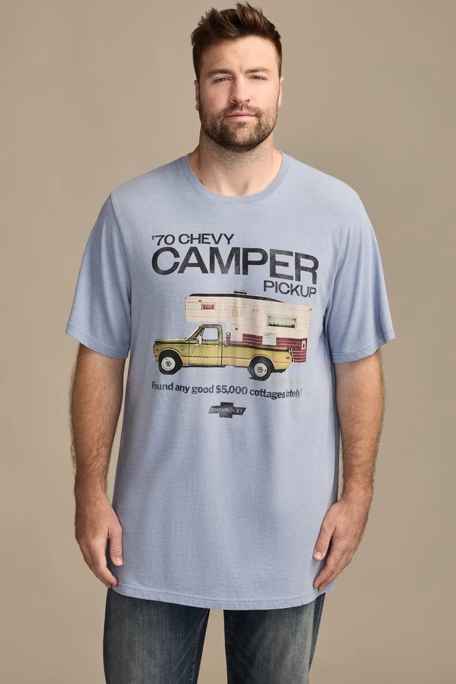 Image of Lucky Brand Big & Tall Chevrolet Camper Tee - Men's Clothing Tops Shirts Tee Graphic T Shirts in Tempest