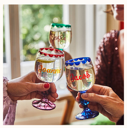 Personalised Hand Painted Crystal Wine Glass