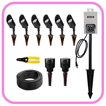 VOLT Low Voltage LED Outdoor Spotlight 6-Pack Kit with 100W Transformer