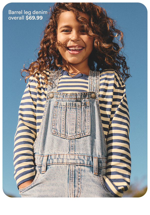 Barrel leg denim overall $69.99