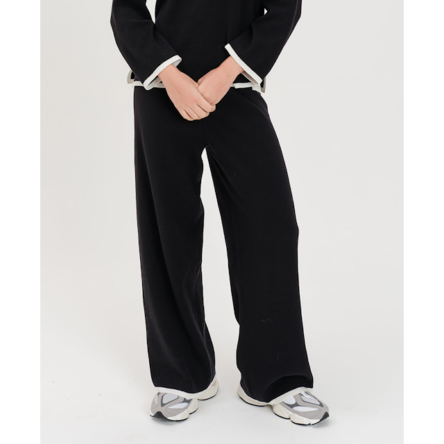 Women's Contrast Trim Wide Leg Pants