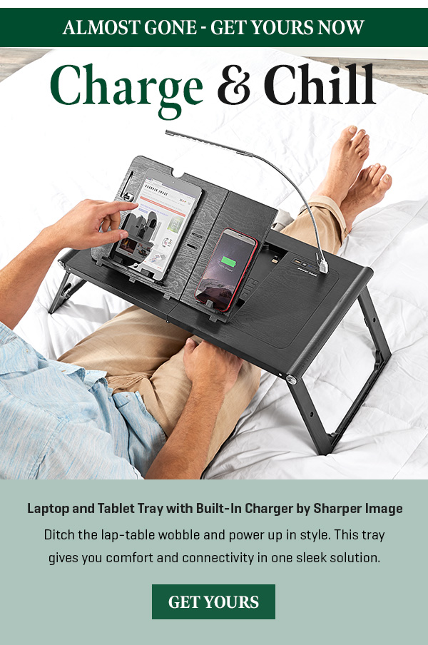Laptop and Tablet Tray with Built-In Charger by Sharper Image