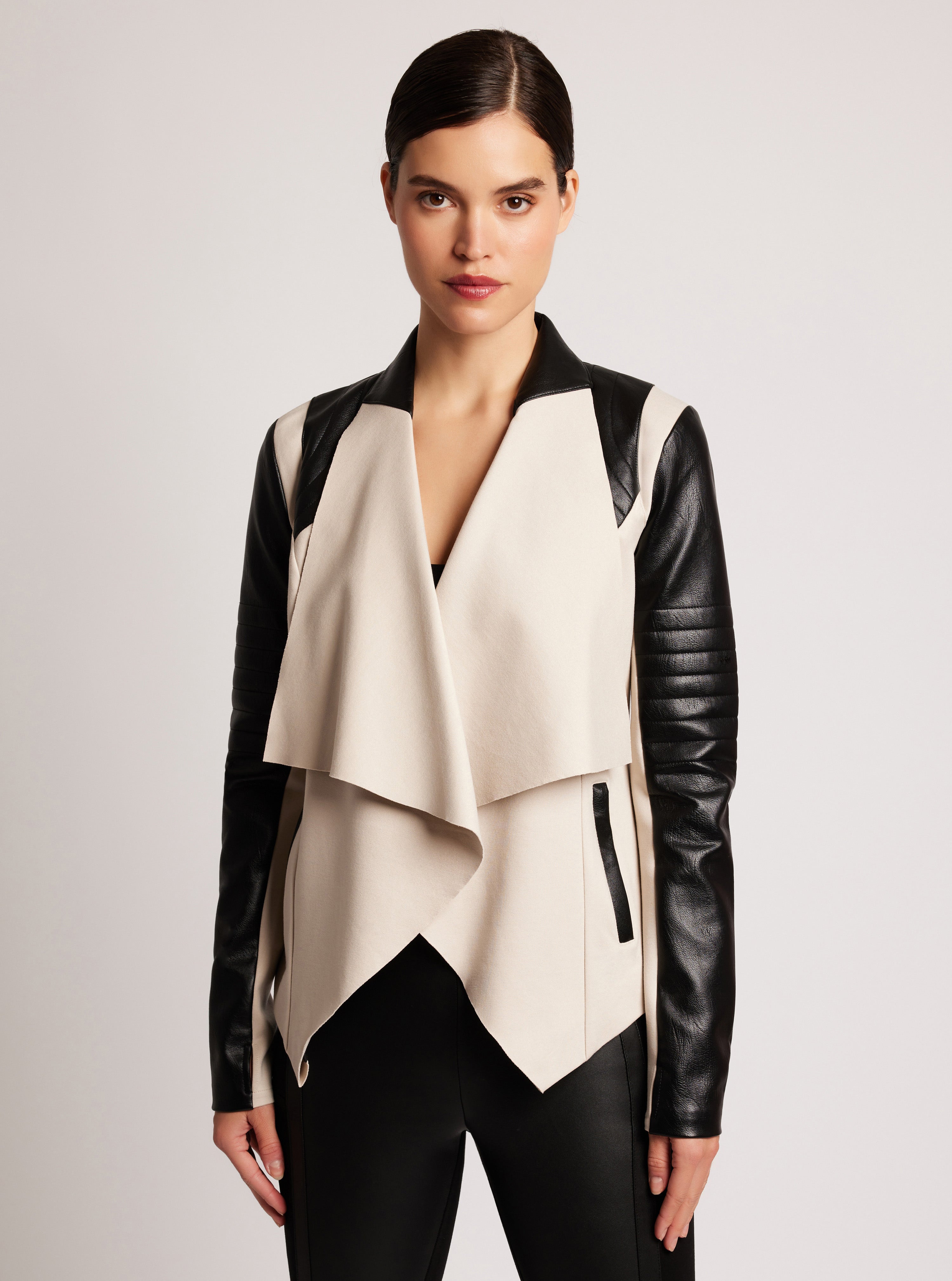 Image of Drape Front Jacket Clay/Black