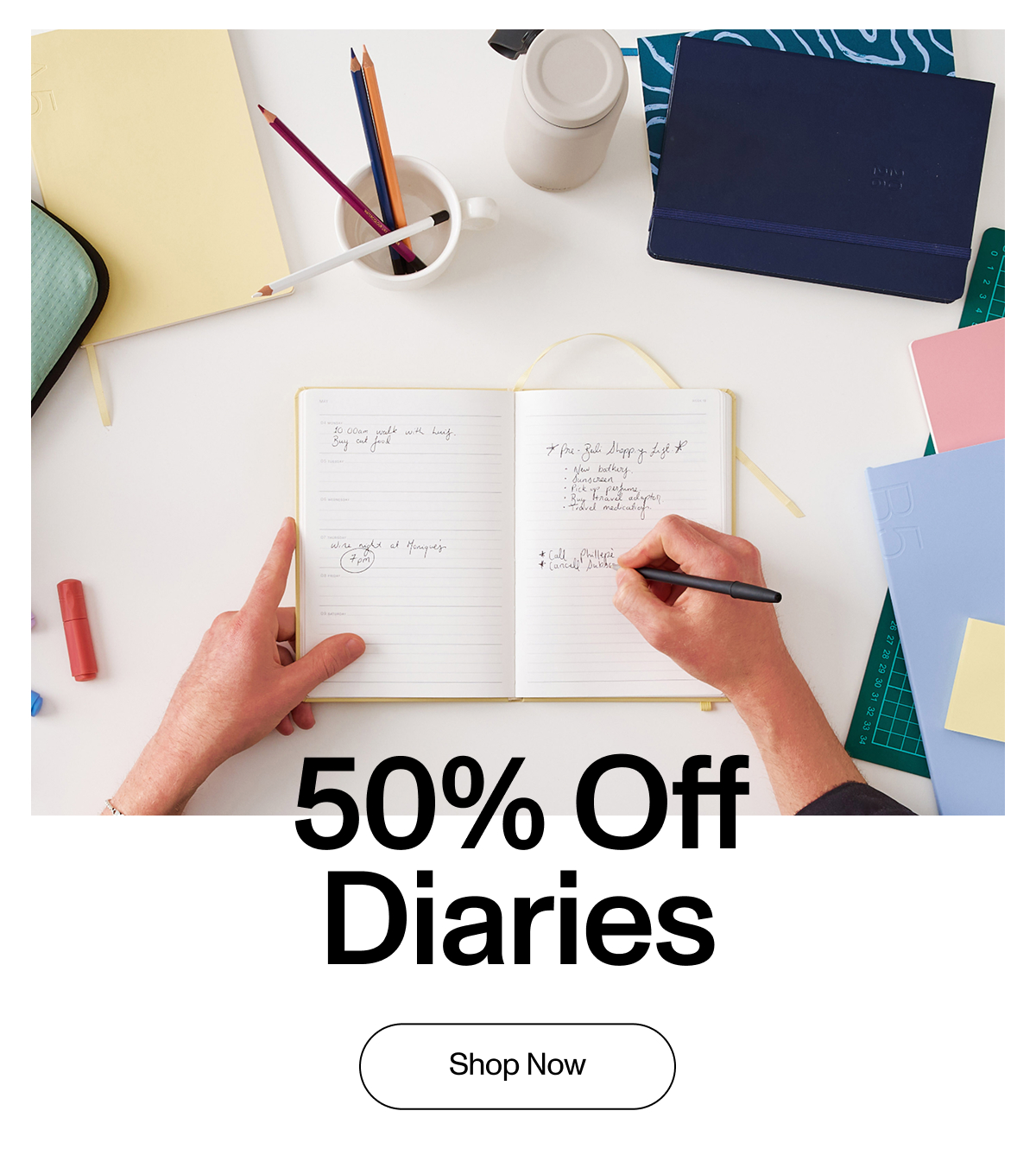 50% off diaries