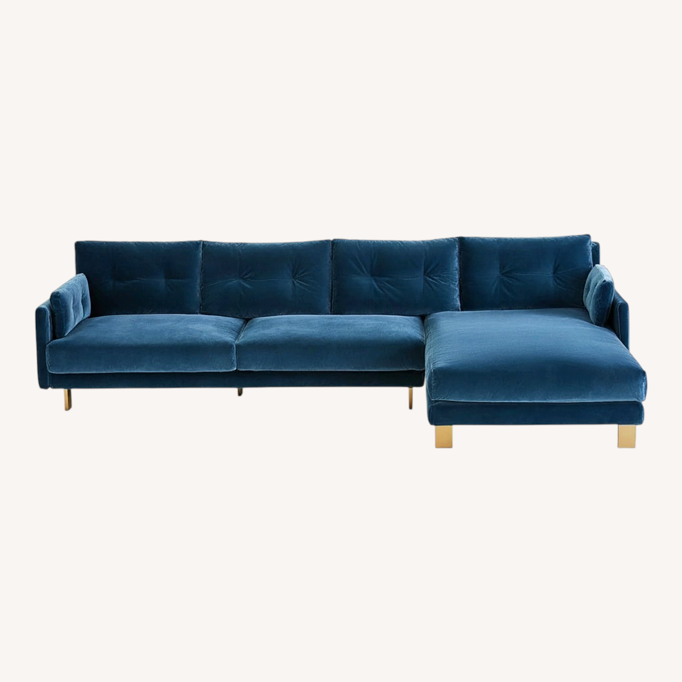 Image of Jonathan Adler Malibu Blue Velvet 3+ Piece Sectional