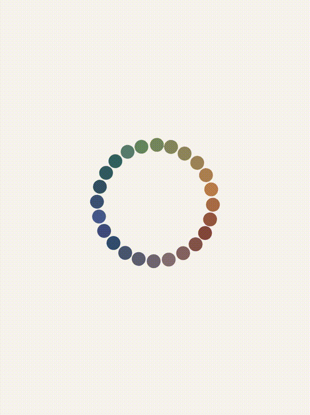 indigo blue, violet, rust, caramel, moss green