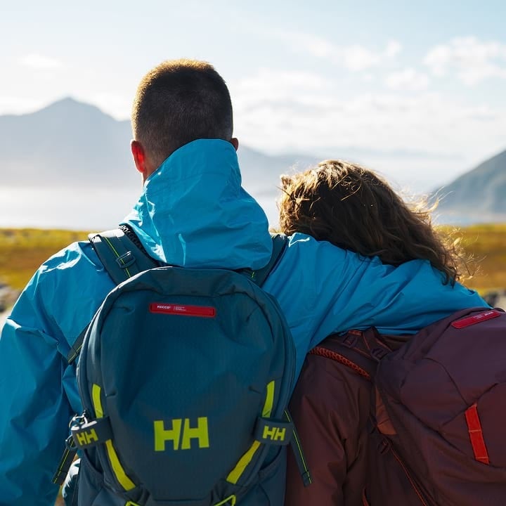 Two hikers with Helly Hansen Backpacks
