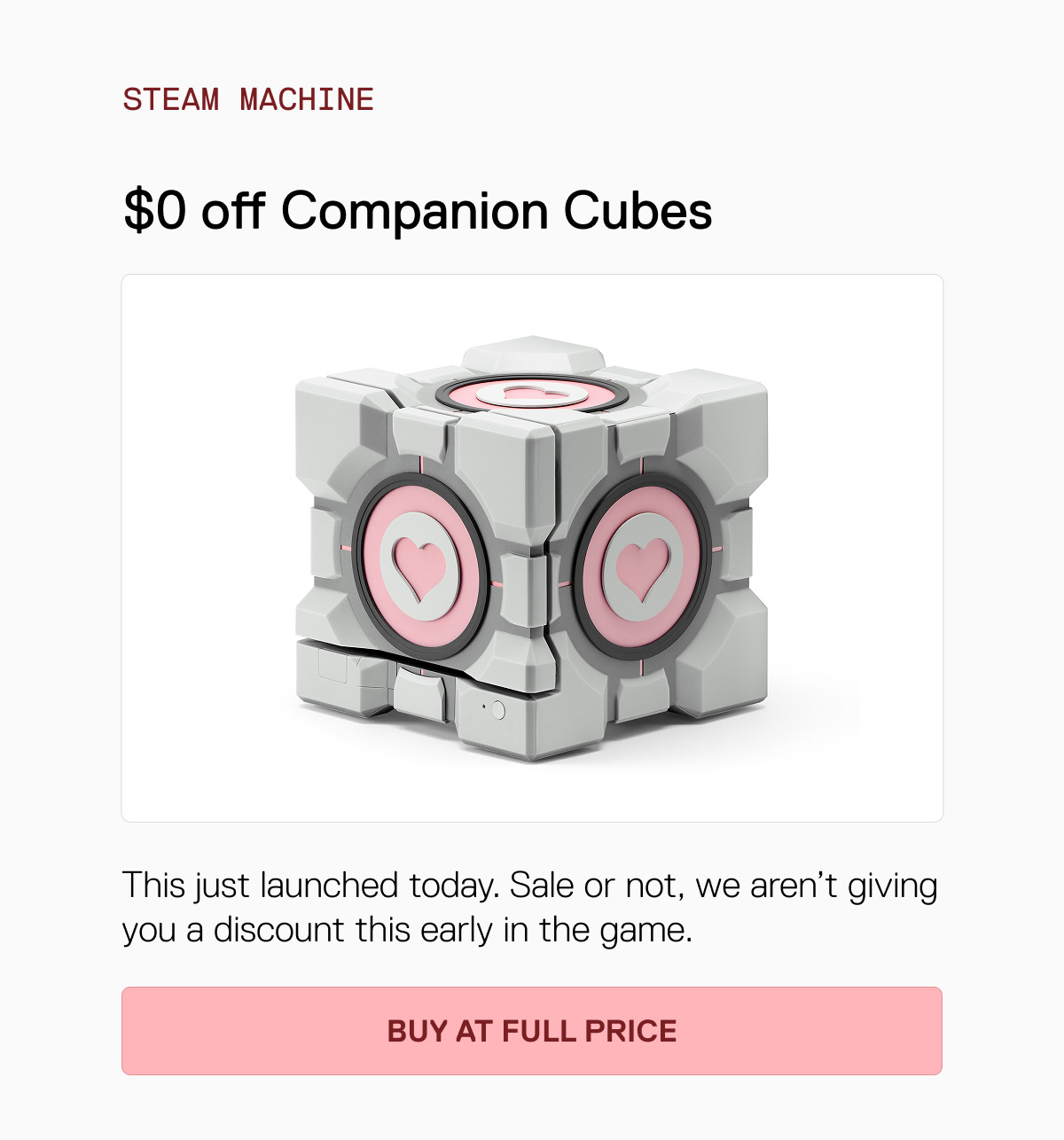 $0 off Companion Cube